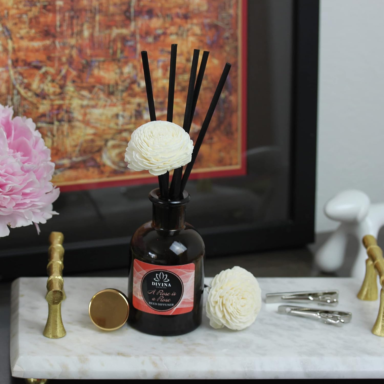 Divina Esencial Rose Amber Reed Diffuser Set
