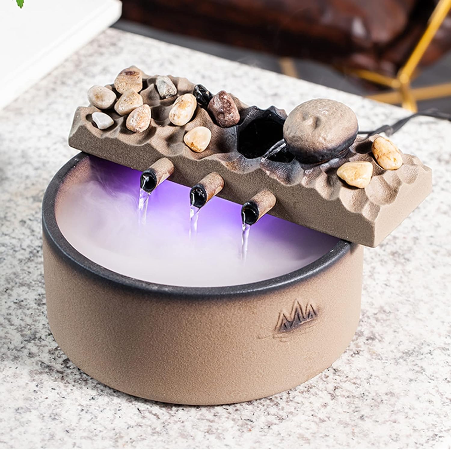 Ceramic Tabletop Fountain with Water Pump and Mist Machine