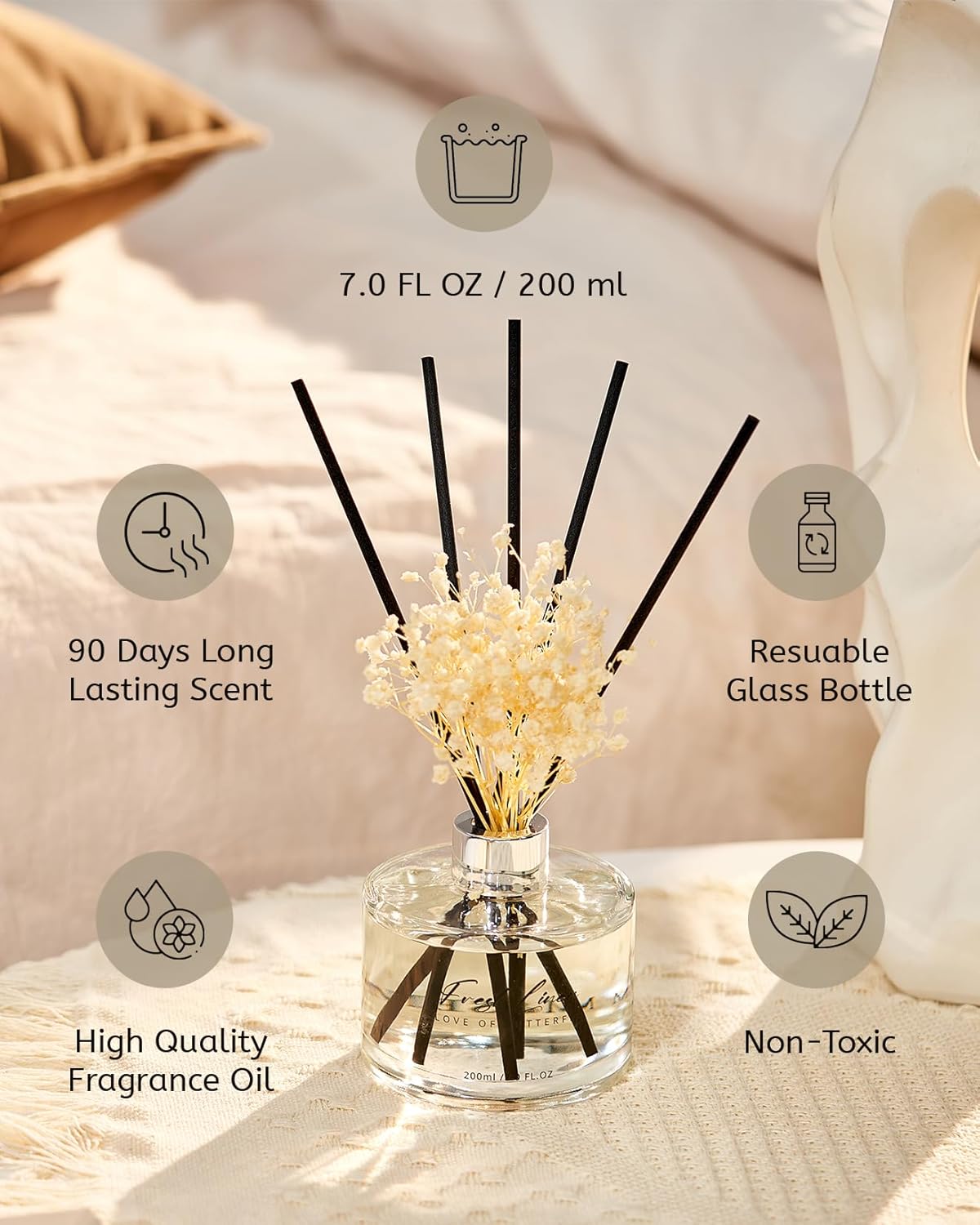 MSENSE Reed Diffuser Set with 7 Sticks 1