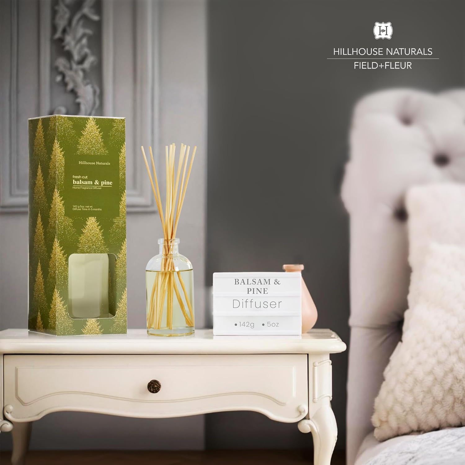 Hillhouse Naturals Reed Diffuser Set - Fresh Cut Balsam Pine Scent