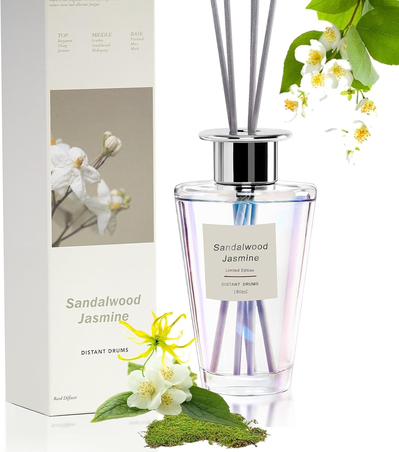Jasmine Sandalwood Reed Diffuser Set for Home