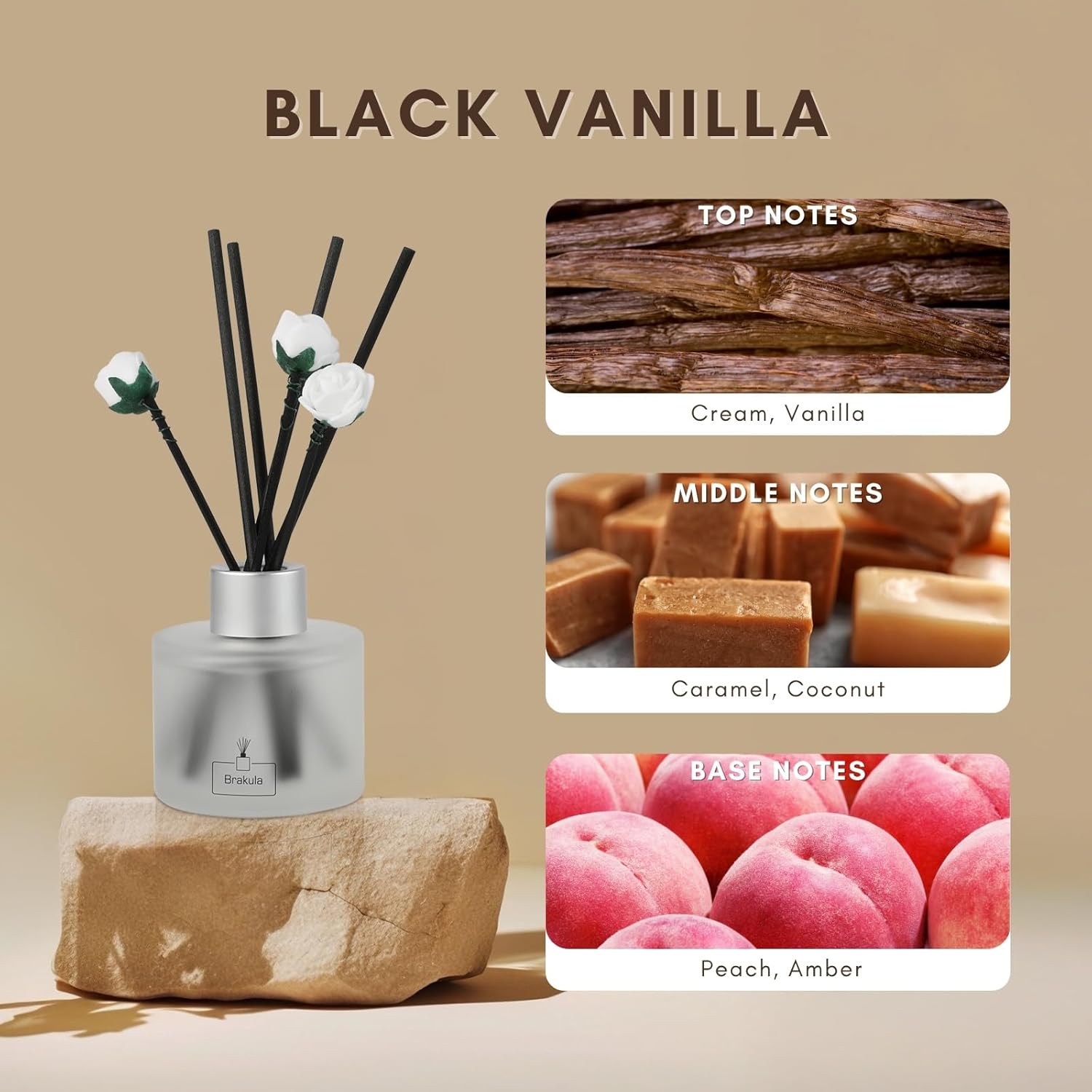 Brakula Reed Diffuser Set Black Vanilla