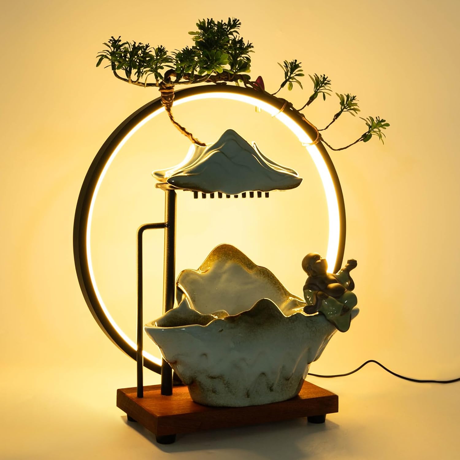 Big Fountain for Table Top - Indoor Waterfall with LED and Reflux Incense