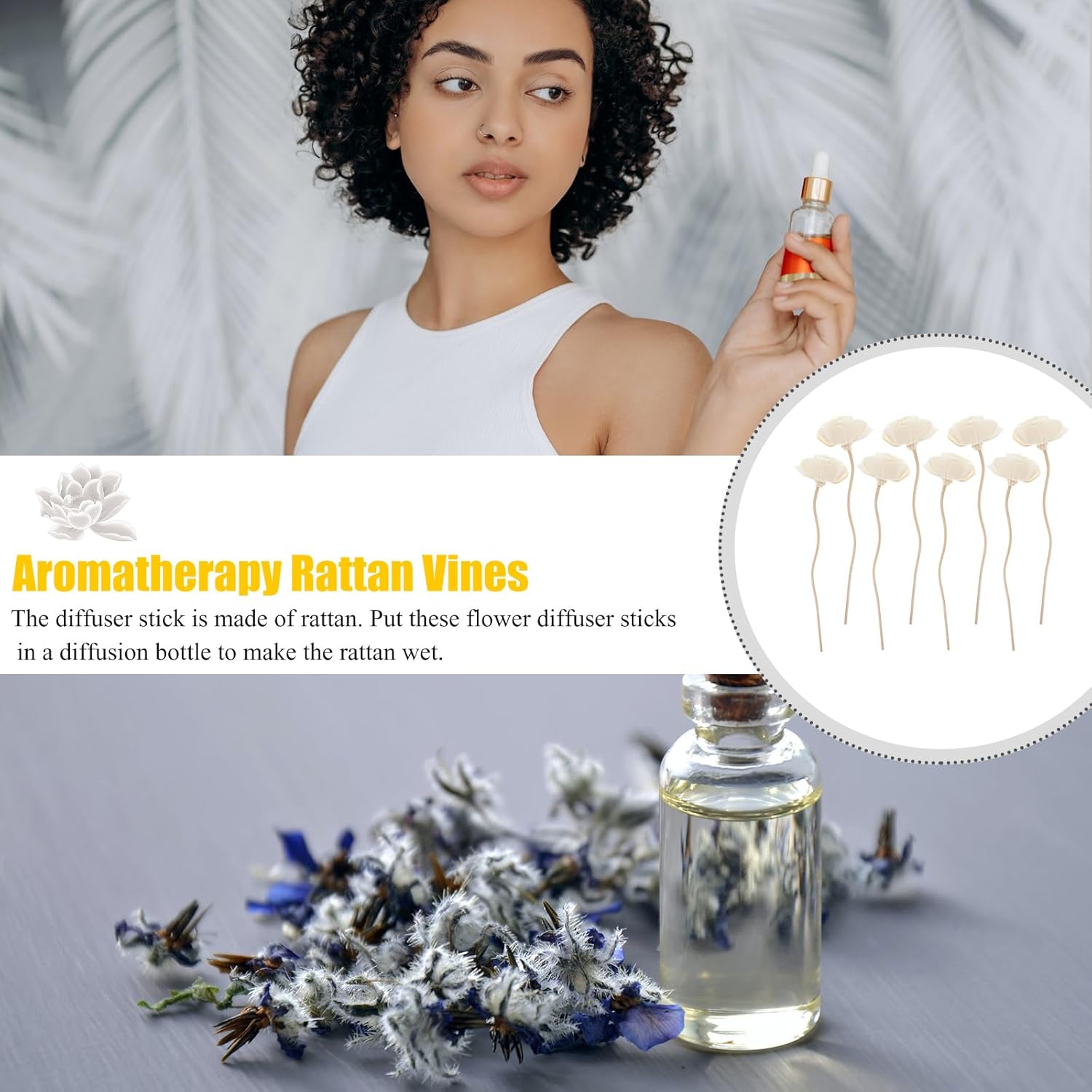 8pcs Natural Rattan Sticks for Diffuser Oils Home Decor