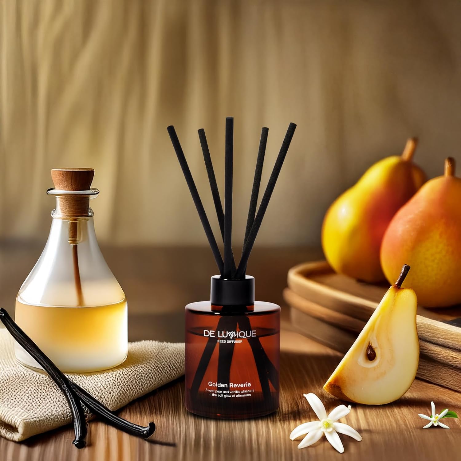 Golden Reverie Reed Diffuser 150ml Vanilla Pear Scent