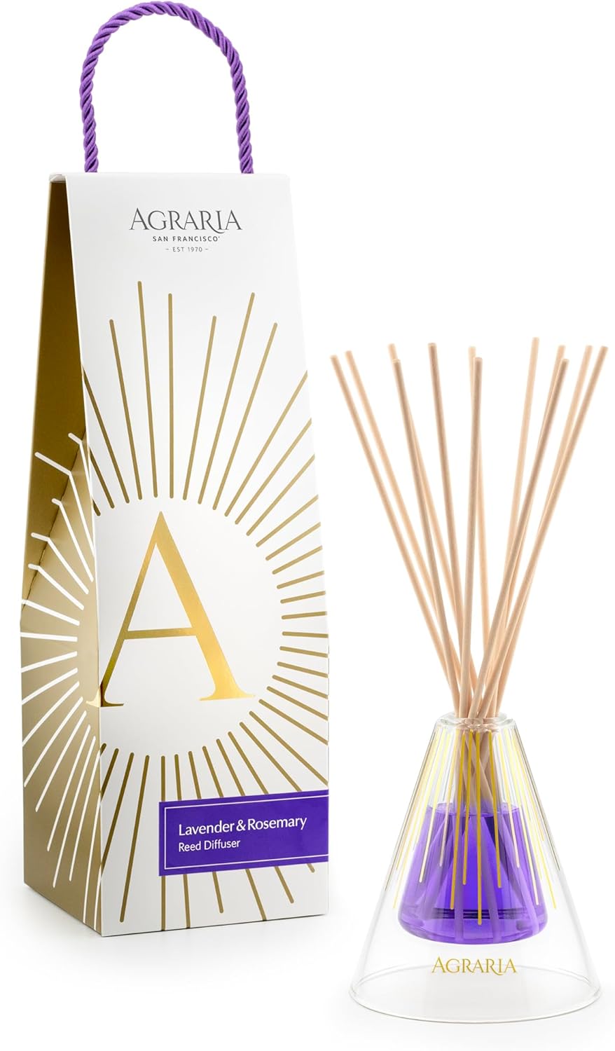 AGRARIA Lavender Rosemary Reed Diffuser Set 12 Reeds