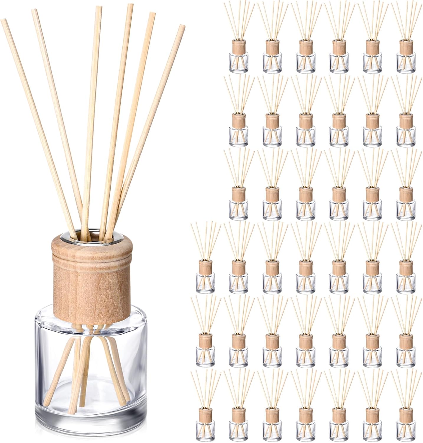 Roshtia 40 Piece Reed Diffuser Set with Glass Bottles and Wooden Caps
