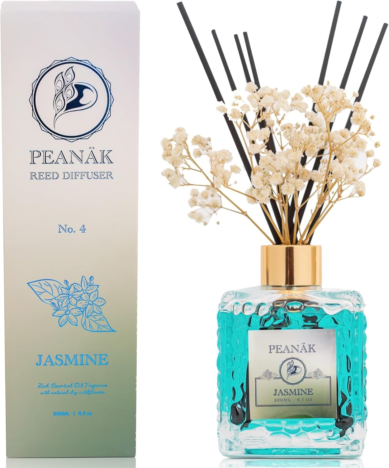 PEANAK Reed Diffuser Set Jasmine Amber Oil