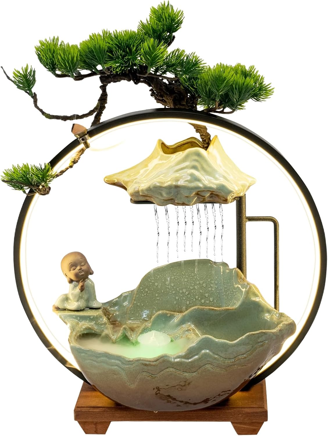 Zen Desktop Water Fountain with LED and Fog for Home Office