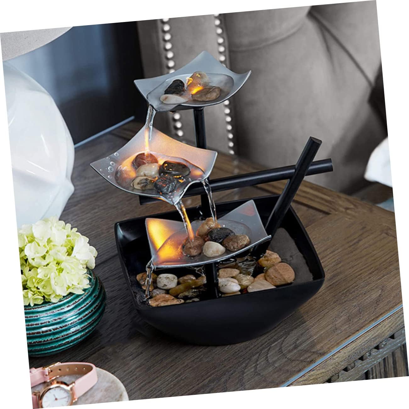 PRETYZOOM Waterfall Tabletop Fountain Indoor Decor