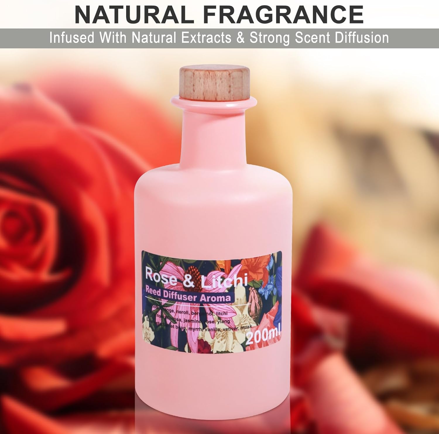 Rose Litchi Reed Diffuser Set - 68fl oz Sweet Floral Aroma