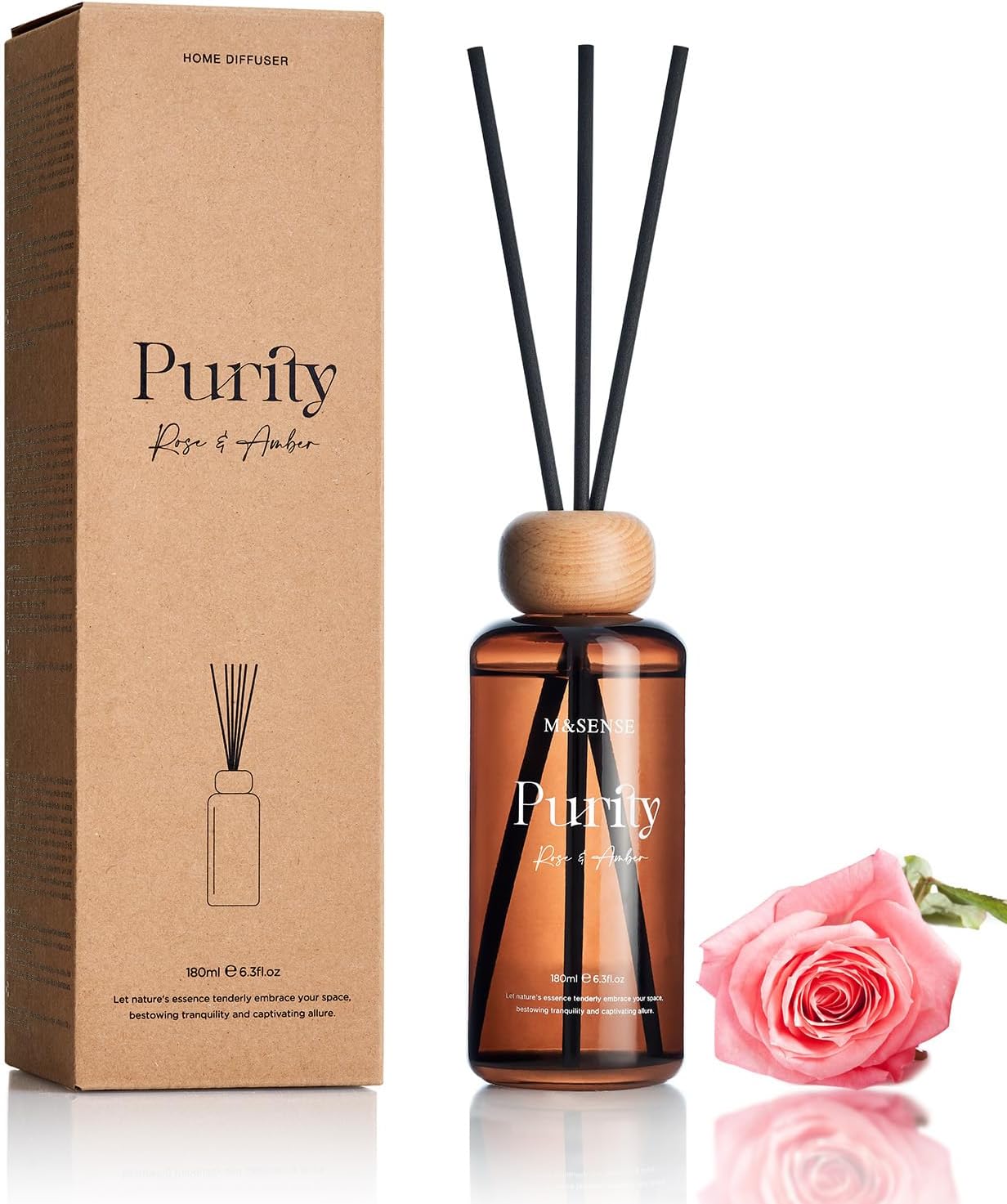MSENSE Rose Amber Reed Diffuser Set 63 Fl Oz