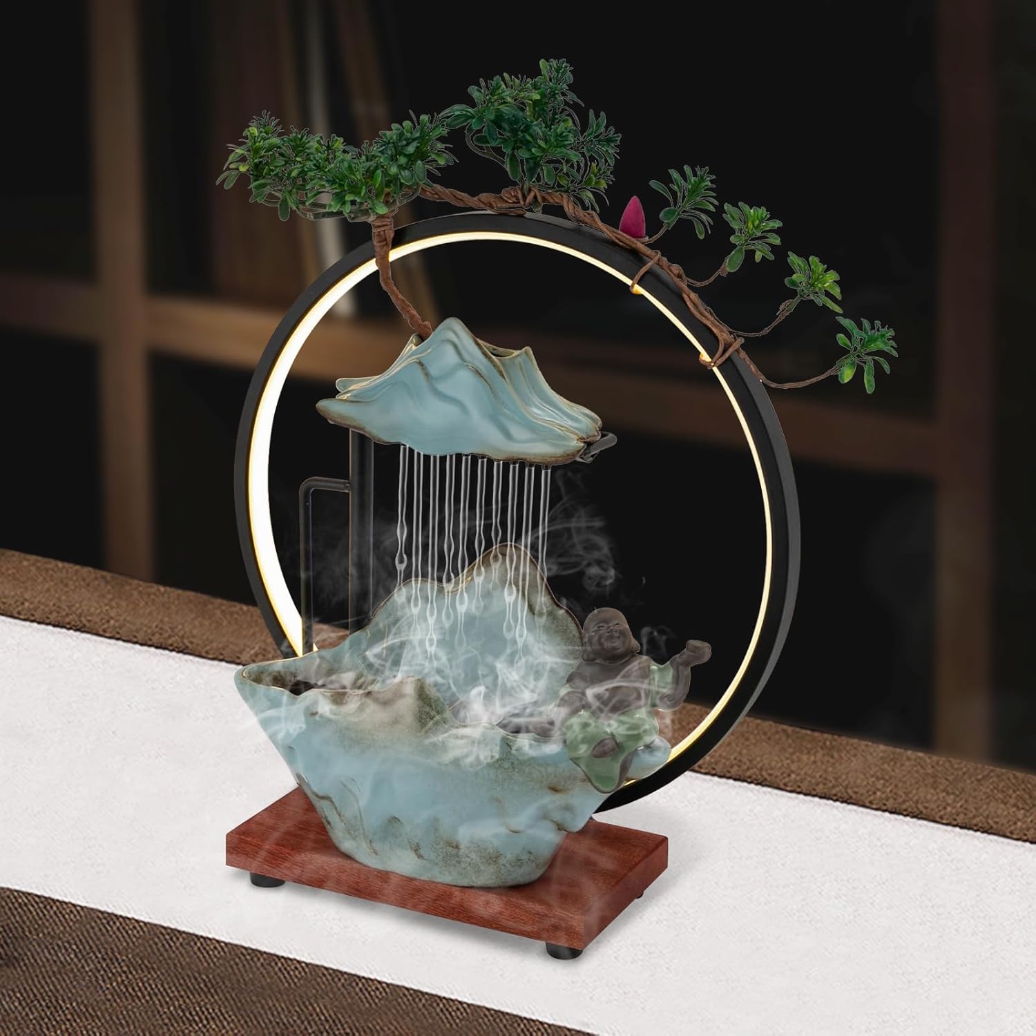KELIBI Tabletop Fountain with LED Light and Pump