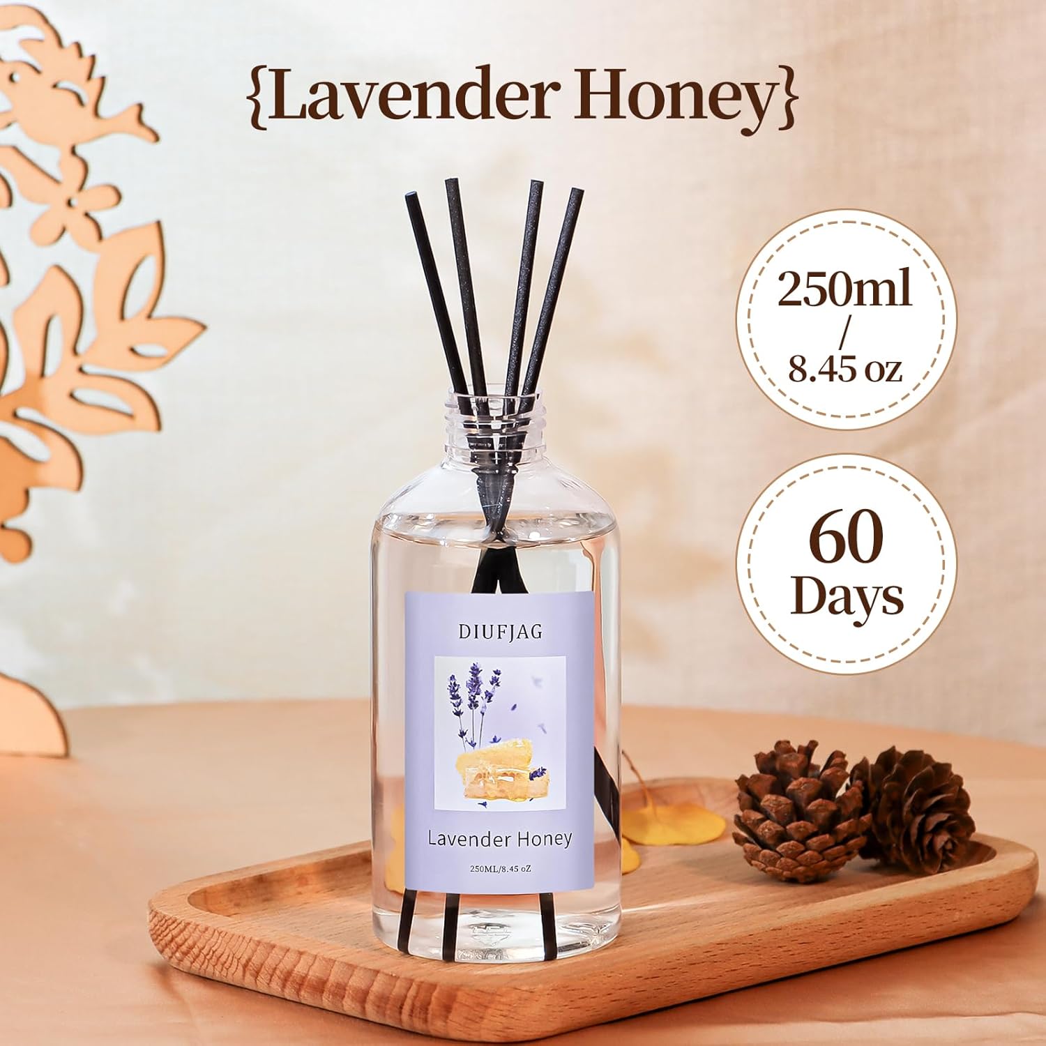DIUFJAG Lavender Honey Reed Diffuser Set