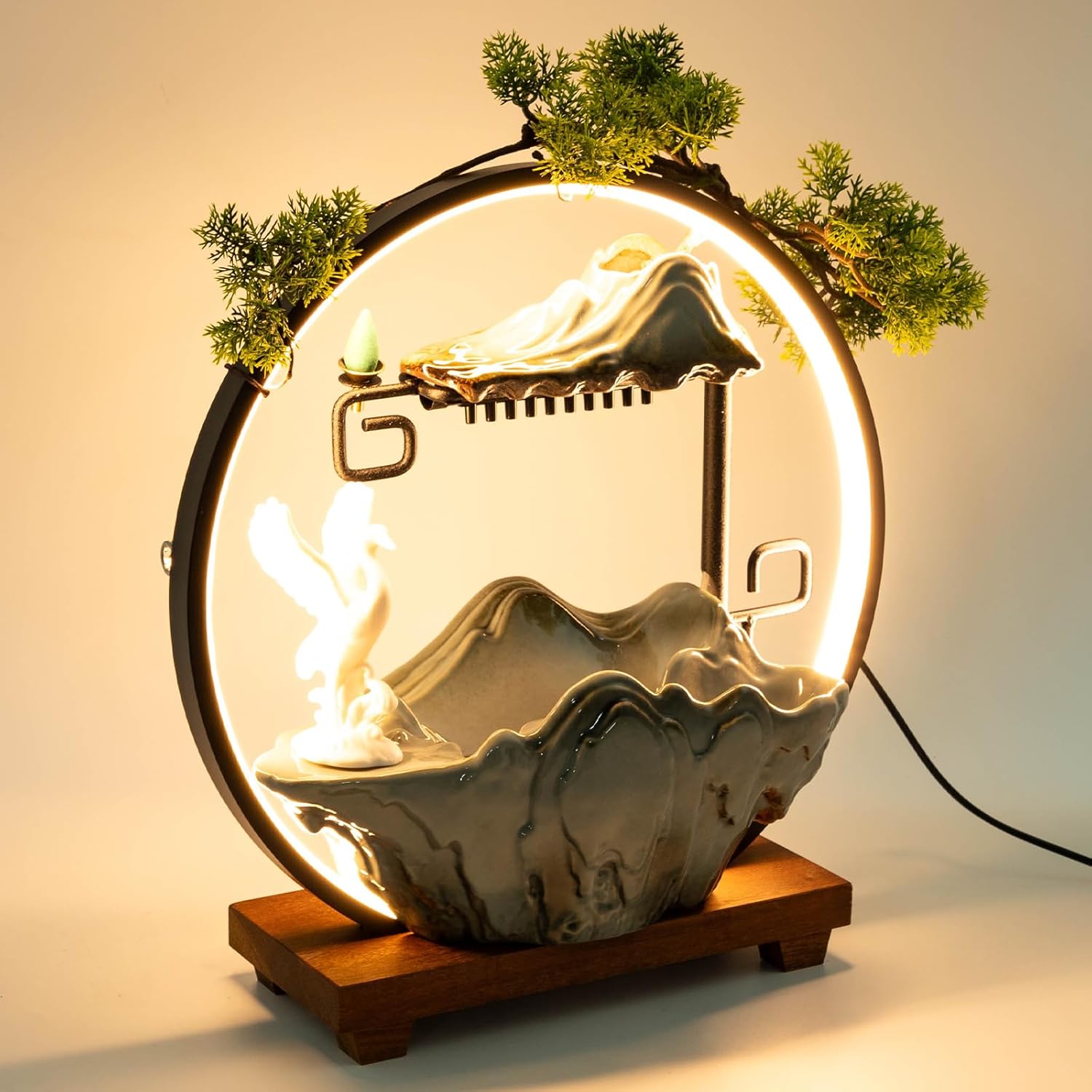 Small Indoor Fountain with LED and Reflux Incense