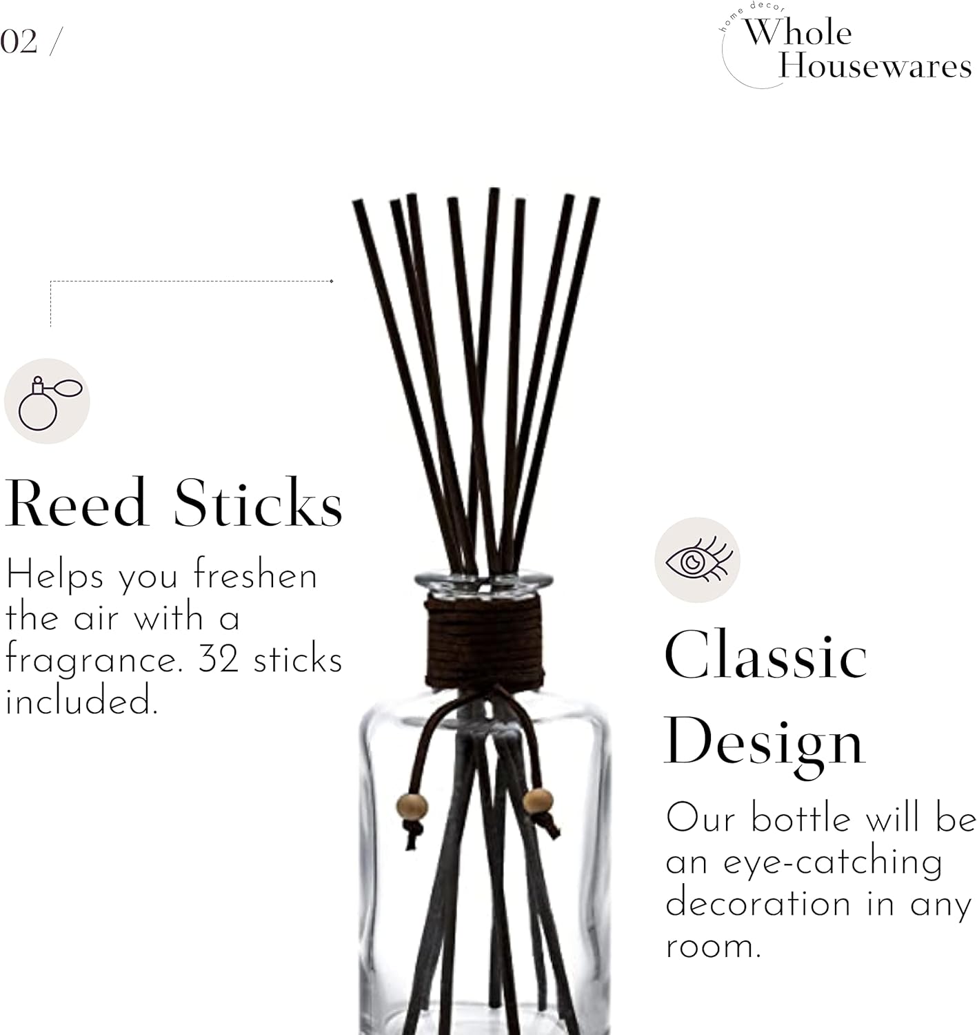 WHOLE HOUSEWARES 4-Piece Diffuser Set with 32 Reed Sticks