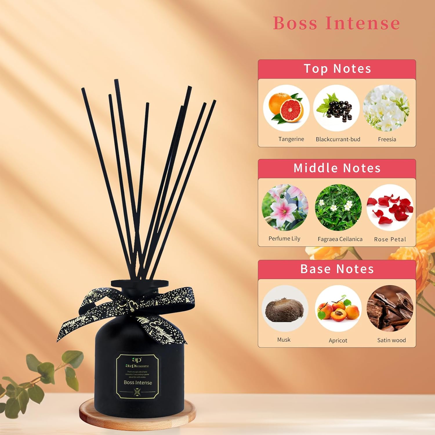 Boss Intense Reed Diffuser Set with 8 Scent Sticks
