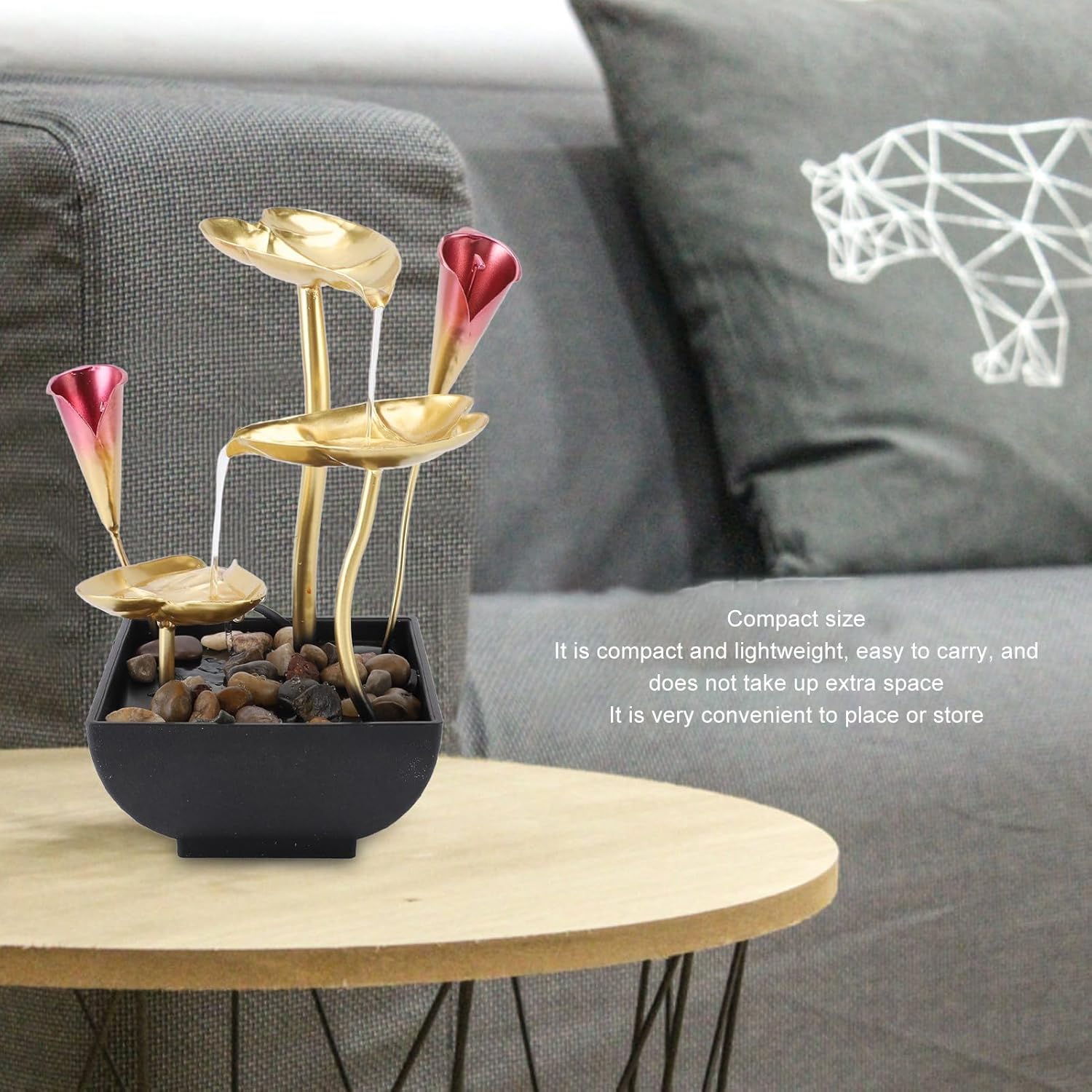 Tomotato Tabletop Fountain with LED Light and USB Power