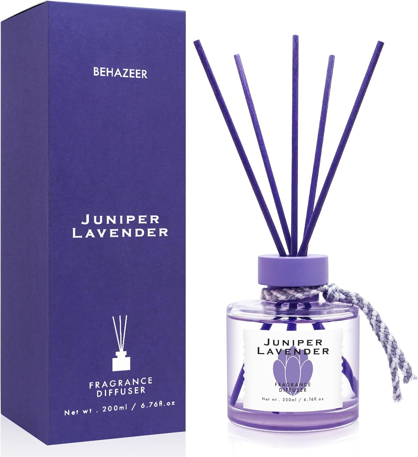 BEHAZEER Juniper Lavender Reed Diffuser Set 677OZ Large Capacity