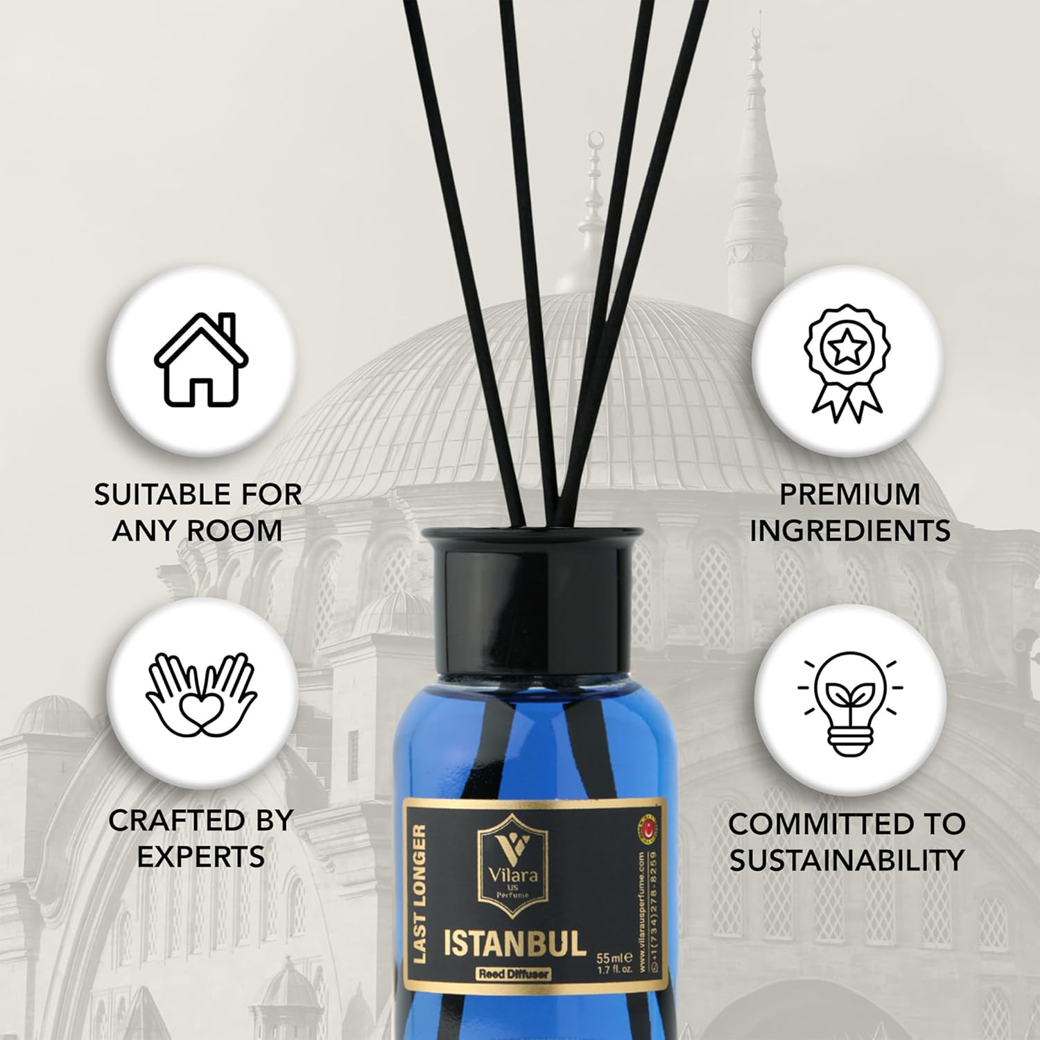 Luxury Reed Diffuser Set with Sticks - Woody Aromatics for Home