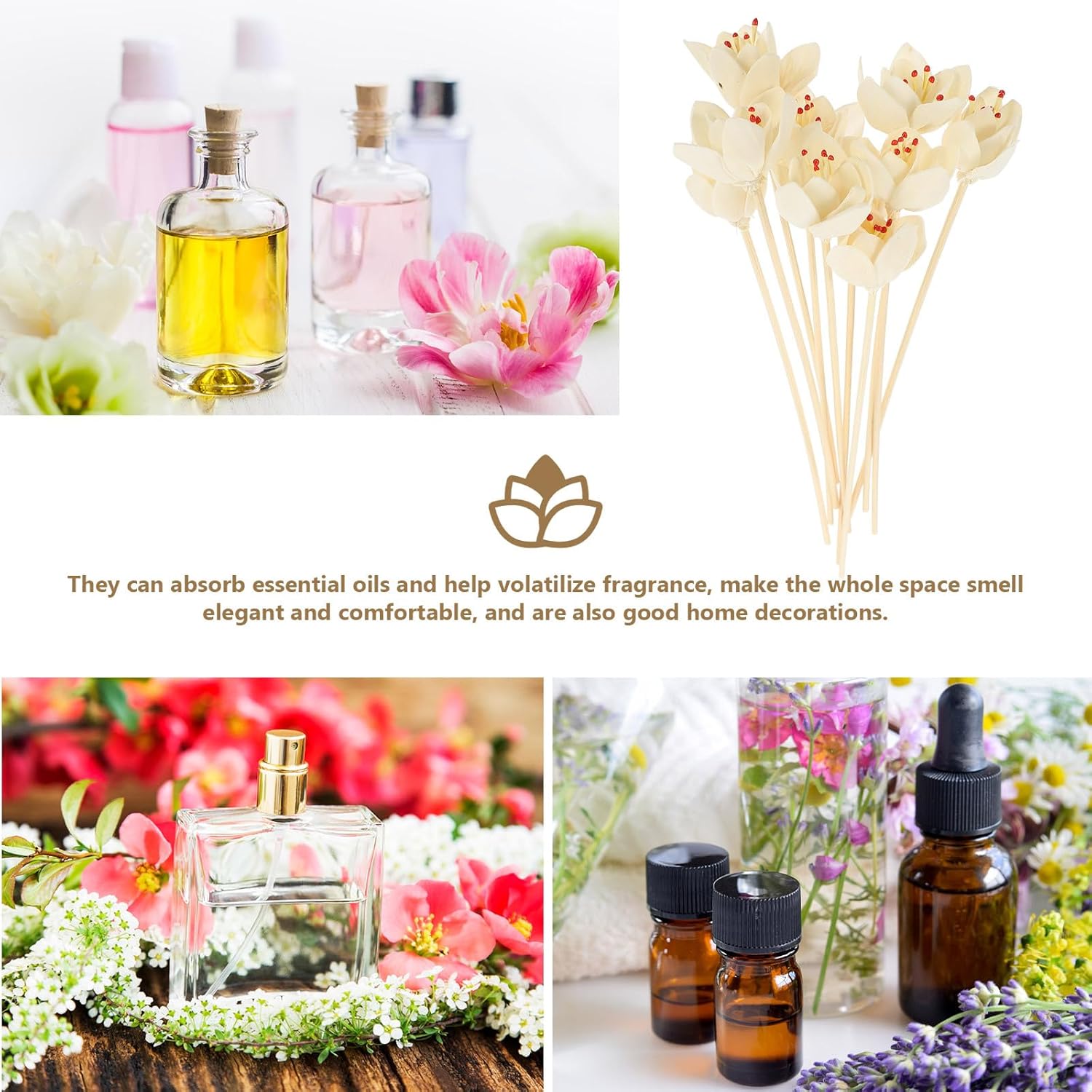 10pcs Flower Reed Diffuser Sticks Decorative Aroma Sticks