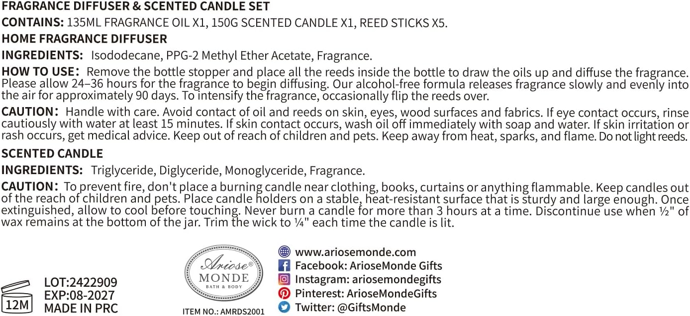 Lemon Basil Reed Diffuser Soy Candle Set