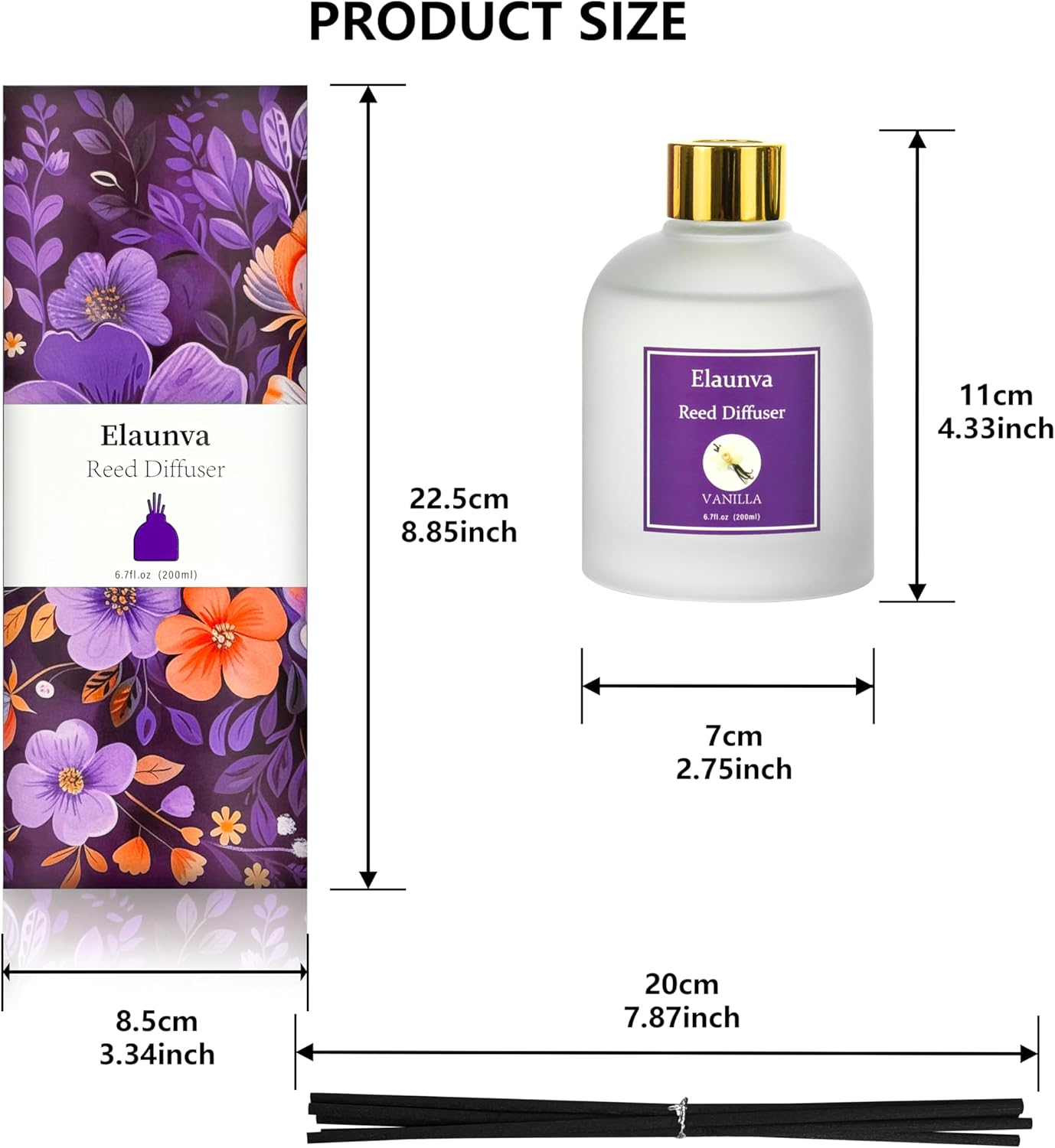 Vanilla Reed Diffuser Set with 8 Sticks