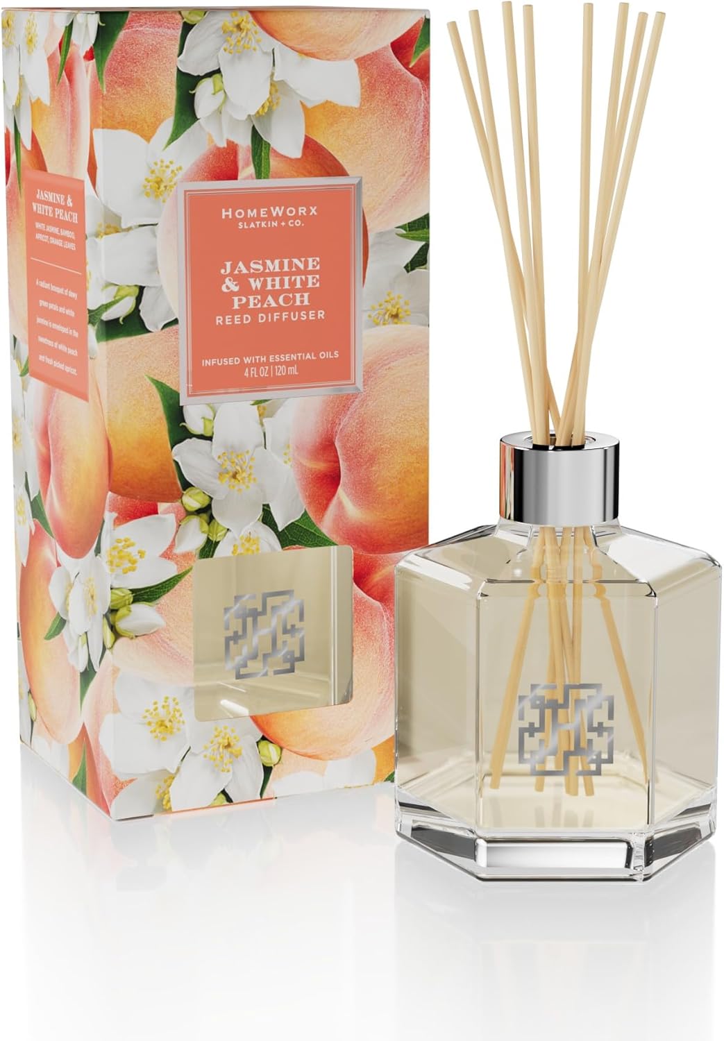 HomeWorx by SLATKIN CO Jasmine White Peach Reed Diffuser