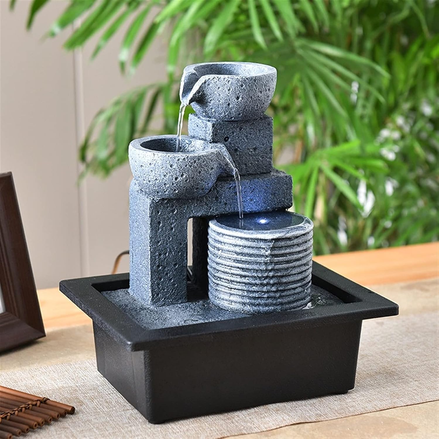 HASMI Tabletop Fountain with Multi-Colored LED Lights
