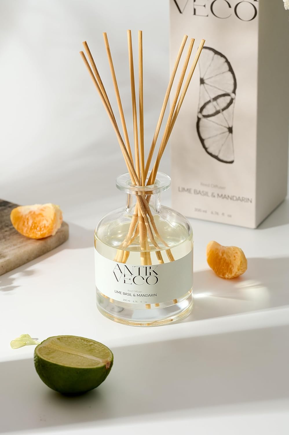 Lime Basil Mandarin Reed Diffuser Set - 67 Fl Oz - 8 Rattan Sticks