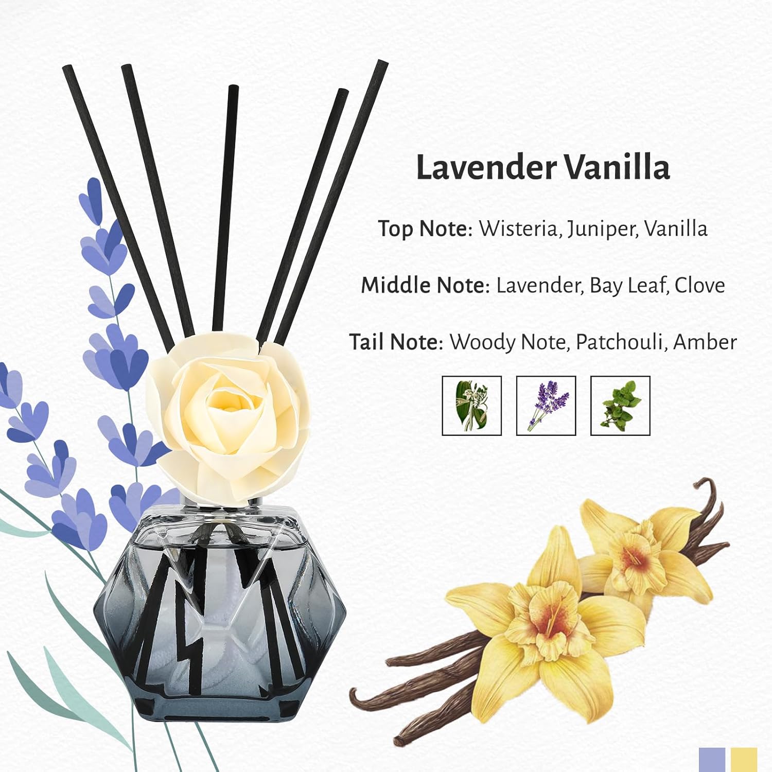 Brakula Reed Diffuser Set - Lavender Vanilla with 8 Sticks