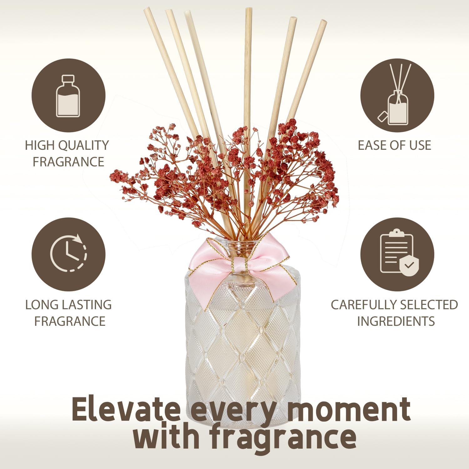 UCC Premium Reed Diffuser Set Rose Sandalwood Scent