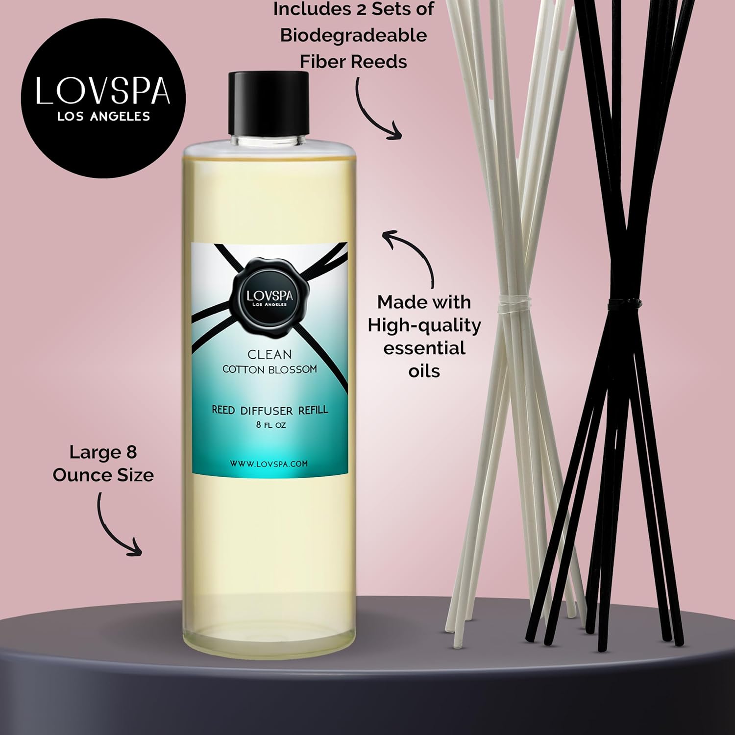 LOVSPA 8oz Reed Diffuser Oil Refill with 2 Sets Sticks