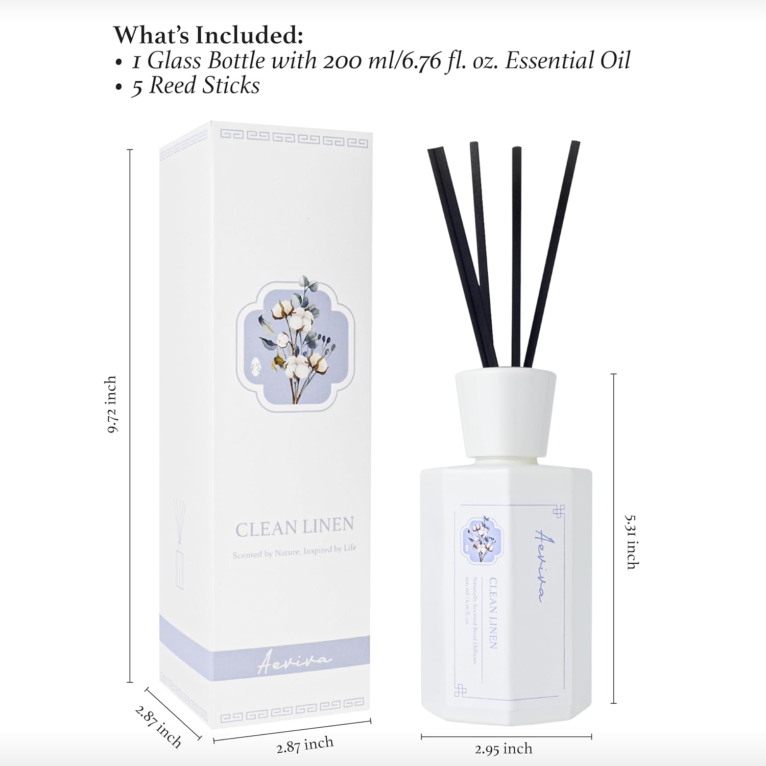 Aeviva Reed Diffuser Set 67 oz Clean Linen Scent