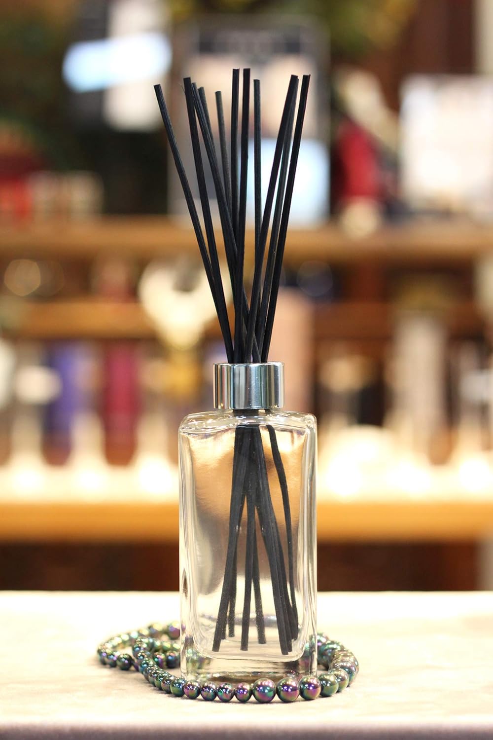 Set of 4 Glass Diffuser Bottles with Silver Caps - 55 Inches High