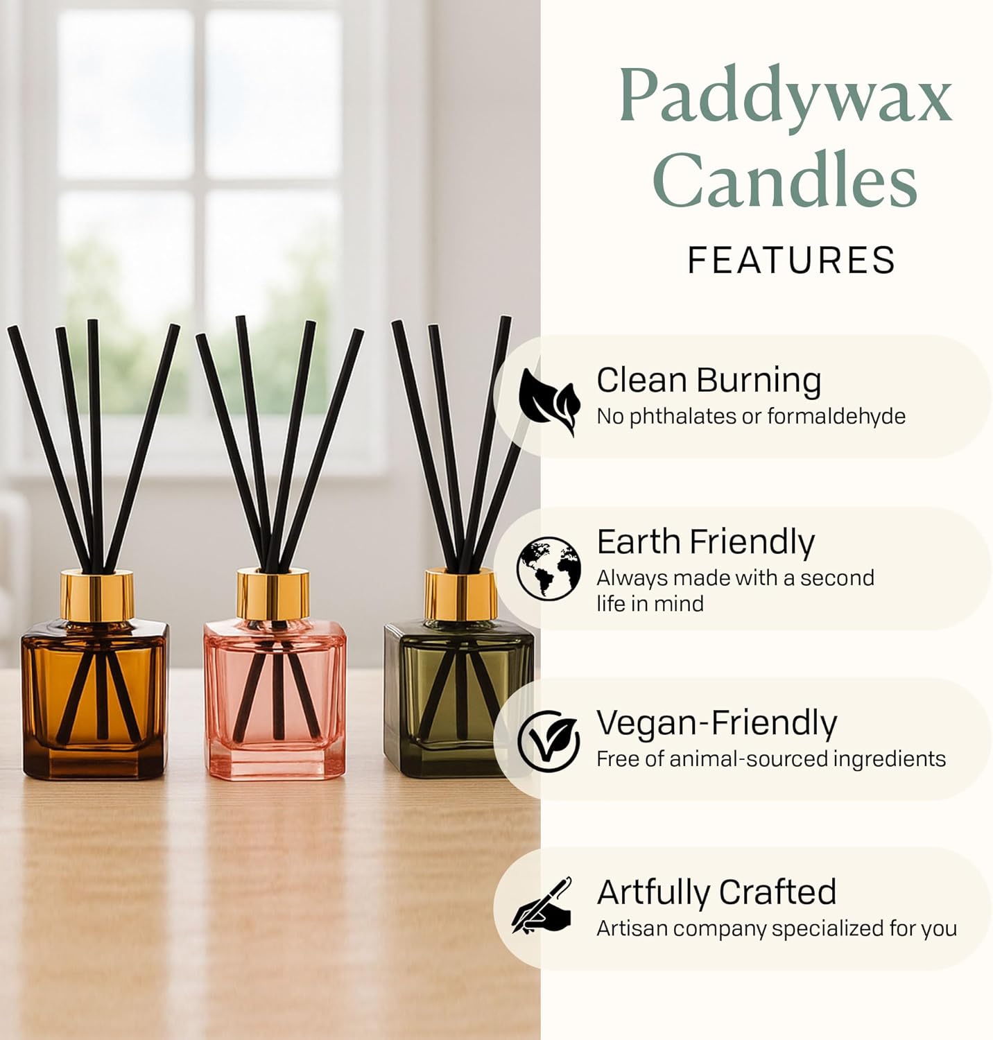 Paddywax Botanica Reed Diffuser in Amber Glass Bottle