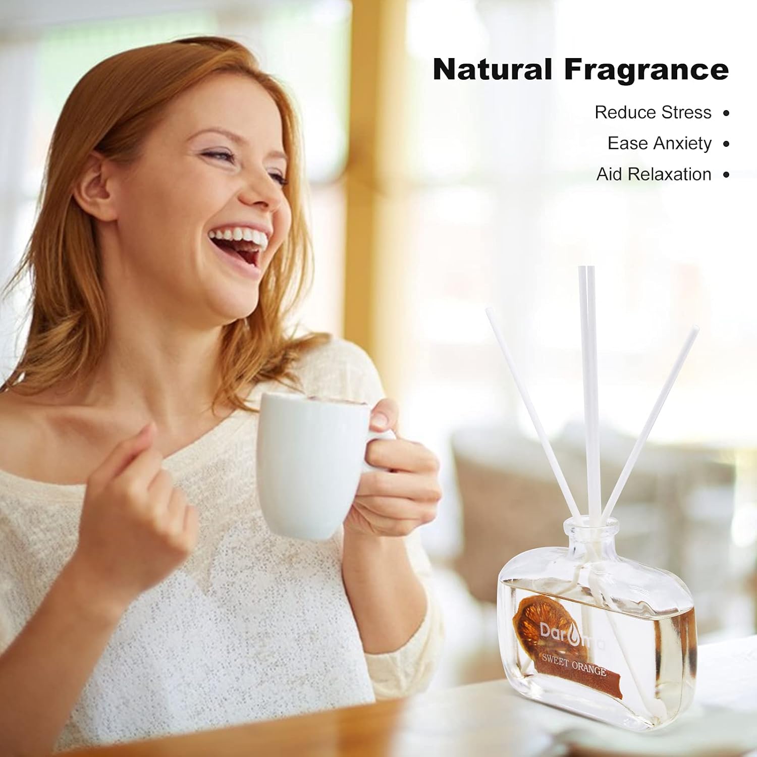 DAROMA Reed Diffuser Set with Dried Flowers and Natural Rattan Sticks