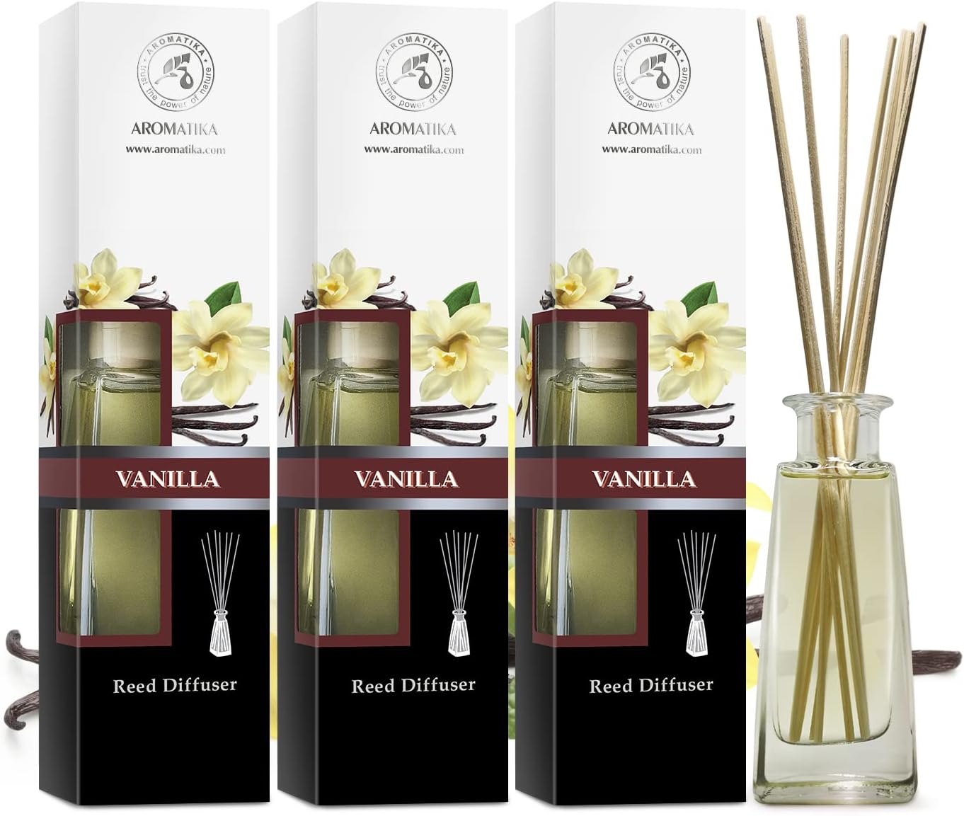 Vanilla Essential Oil Reed Diffuser Set - 3 x 100ml