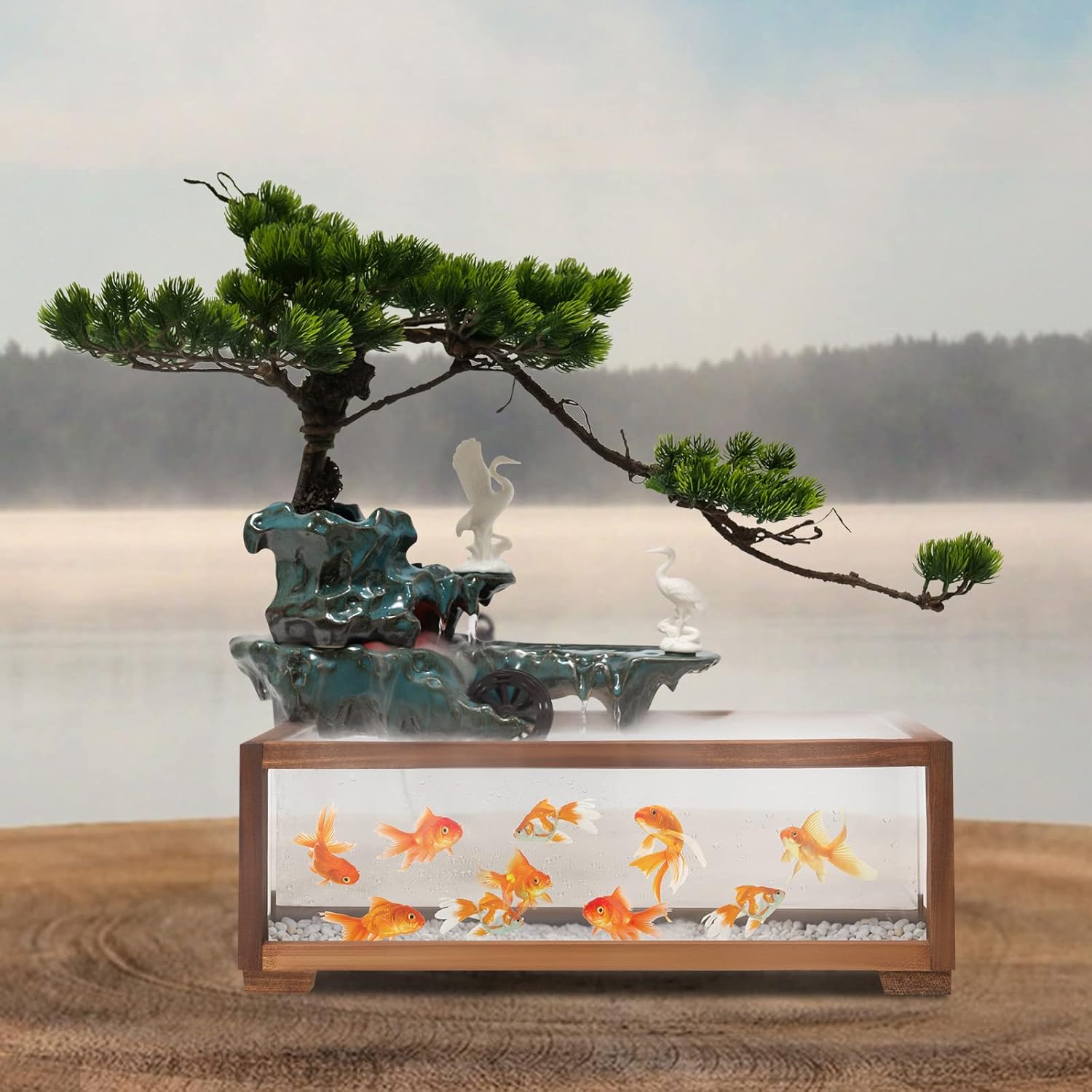Tabletop Fountain with LED Light and Humidifier 189 x 98 x 67in