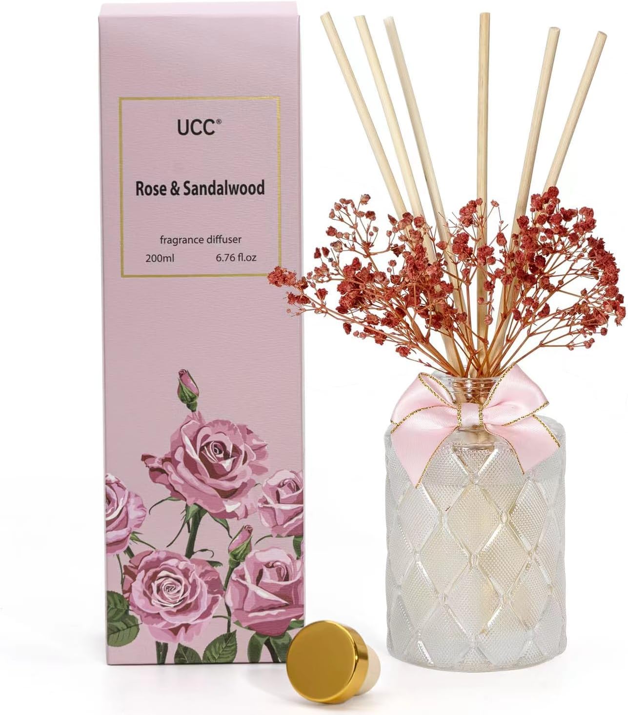 UCC Premium Reed Diffuser Set Rose Sandalwood Scent