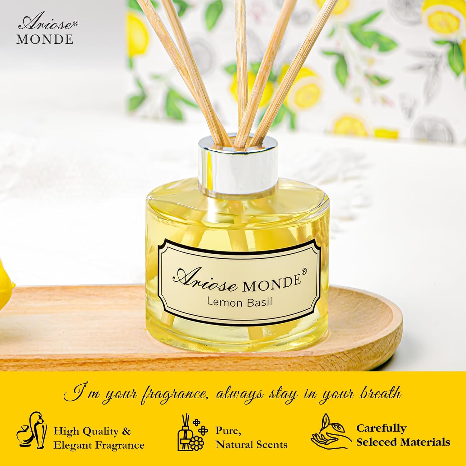 Lemon Basil Reed Diffuser Soy Candle Set