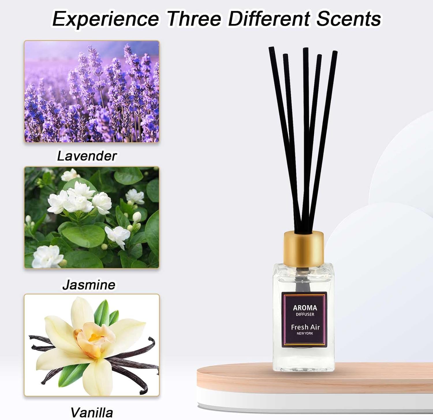Pierides 3 Scent Reed Diffuser Set with 15 Sticks