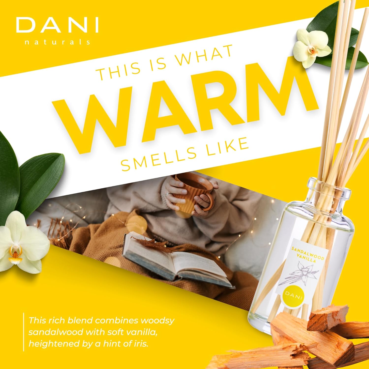 DANI Naturals Reed Diffuser Set Vanilla Sandalwood