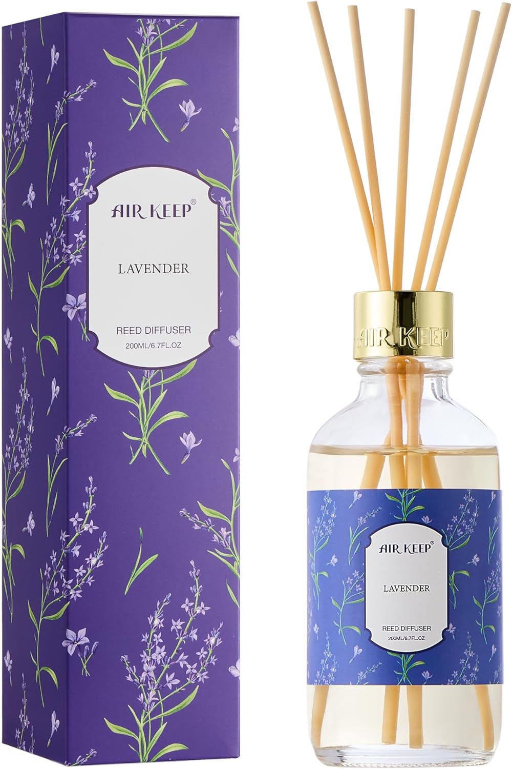 Airkeep Lavender Reed Diffuser Set with 8 Sticks 676 Oz