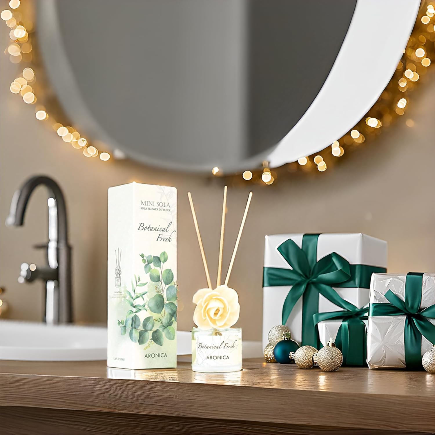 Aronica Mini Reed Diffuser with Sola Flowers