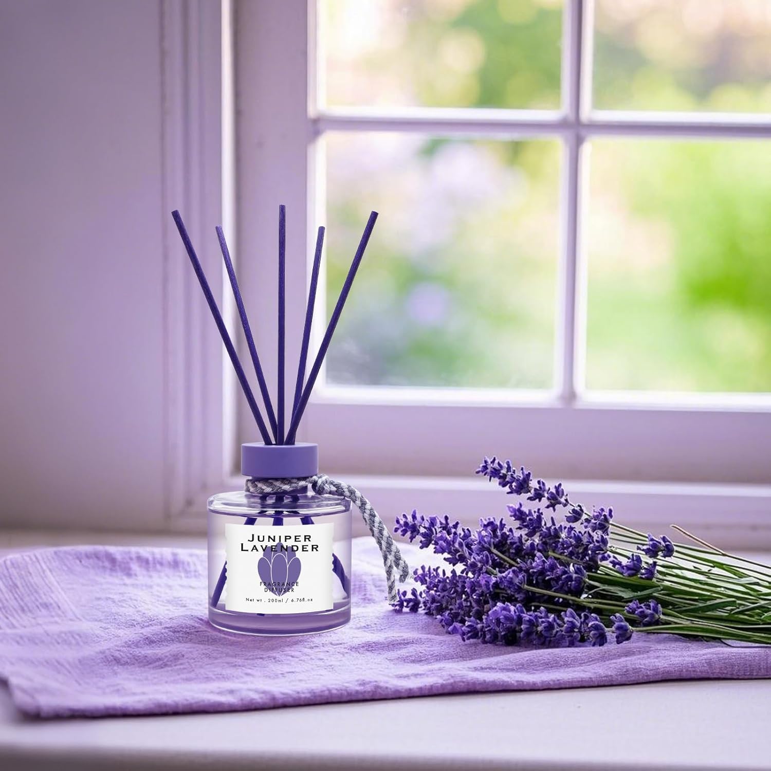 BEHAZEER Juniper Lavender Reed Diffuser Set 677OZ Large Capacity