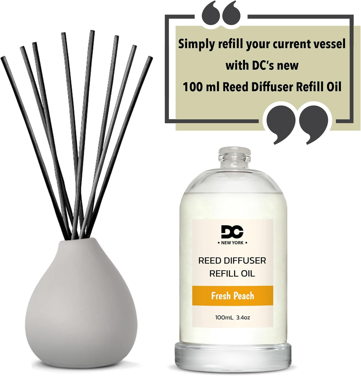 Daniellas Candles Fresh Peach Reed Diffuser Refill Oil