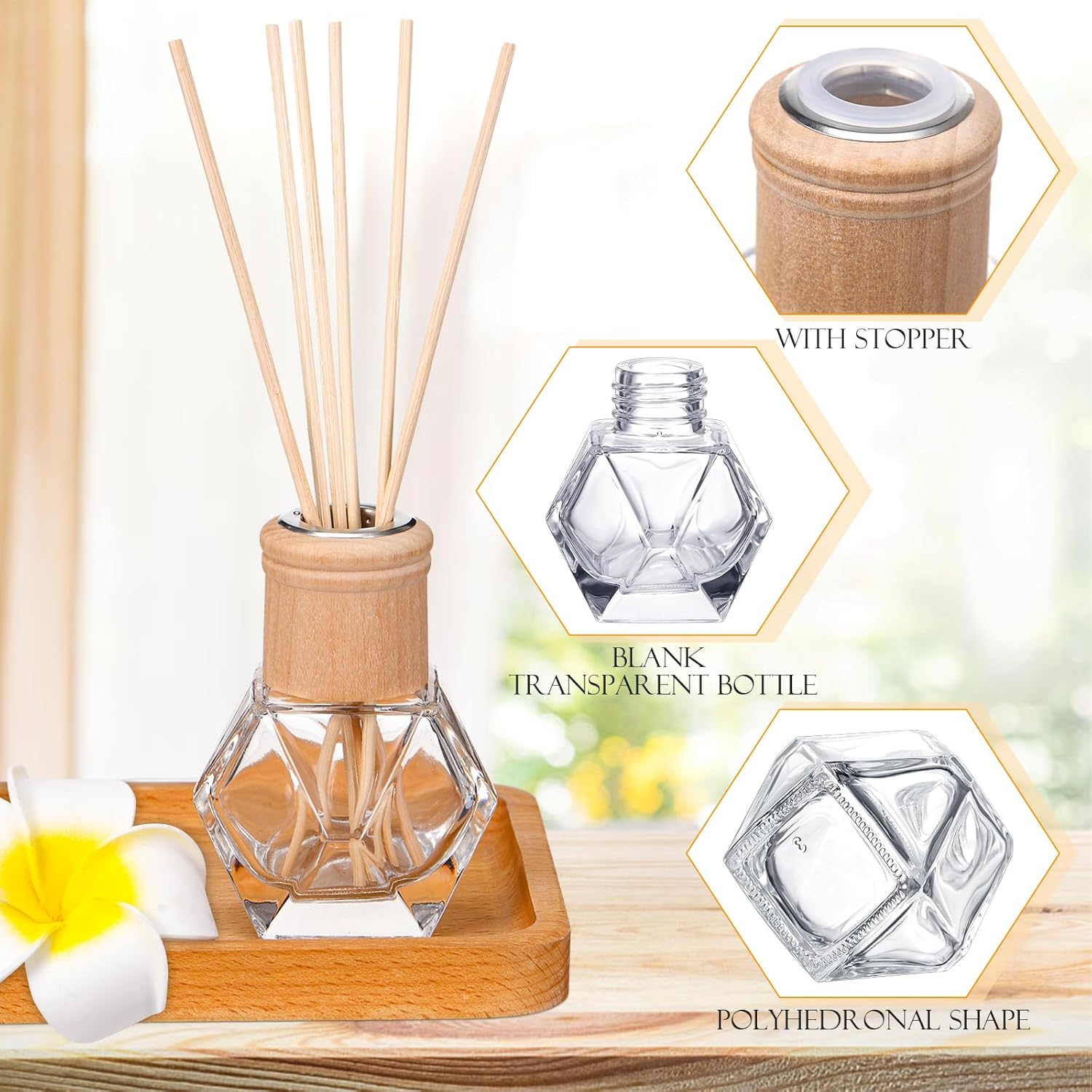 Roshtia 20 Pack Refillable Diffuser Bottles with Wooden Caps