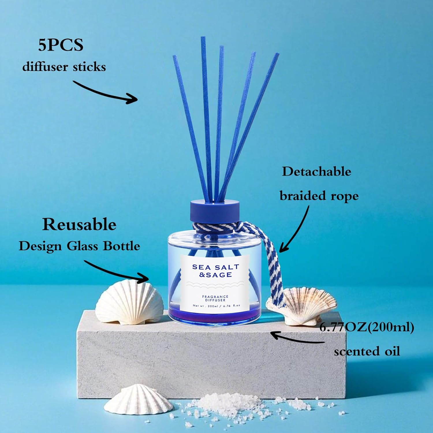 BEHAZEER Sea Salt Reed Diffuser 677OZ Set