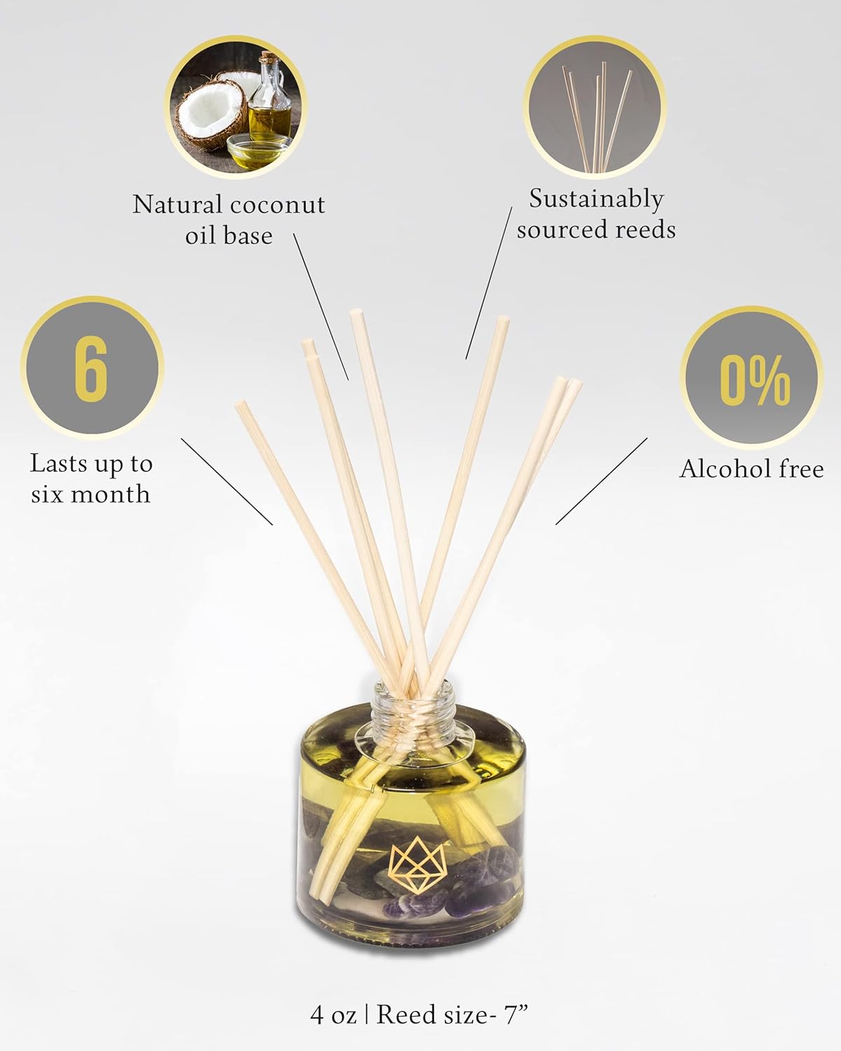 Crystal Infused Reed Diffuser 4 Oz - Sleep Rose Lavender Vanilla